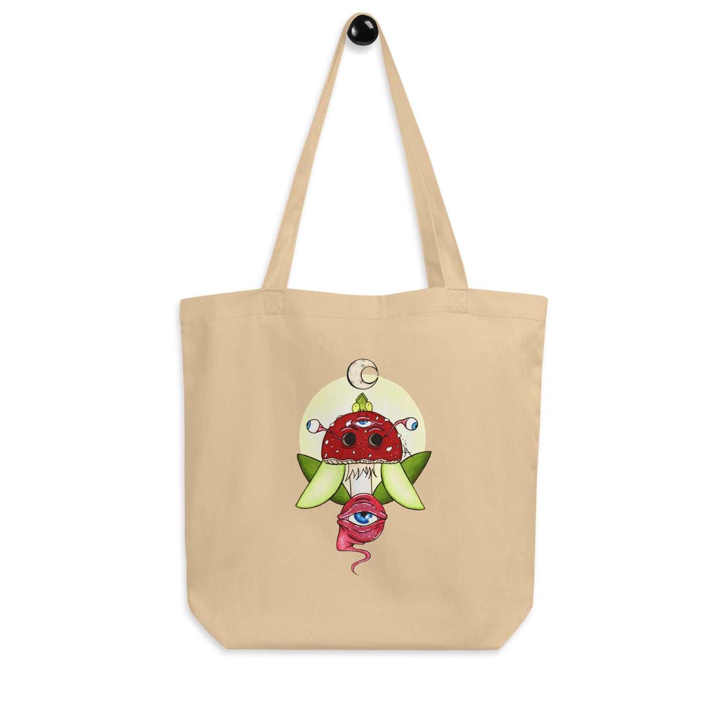 Mushroom moon eyes spring variant eco tote bag