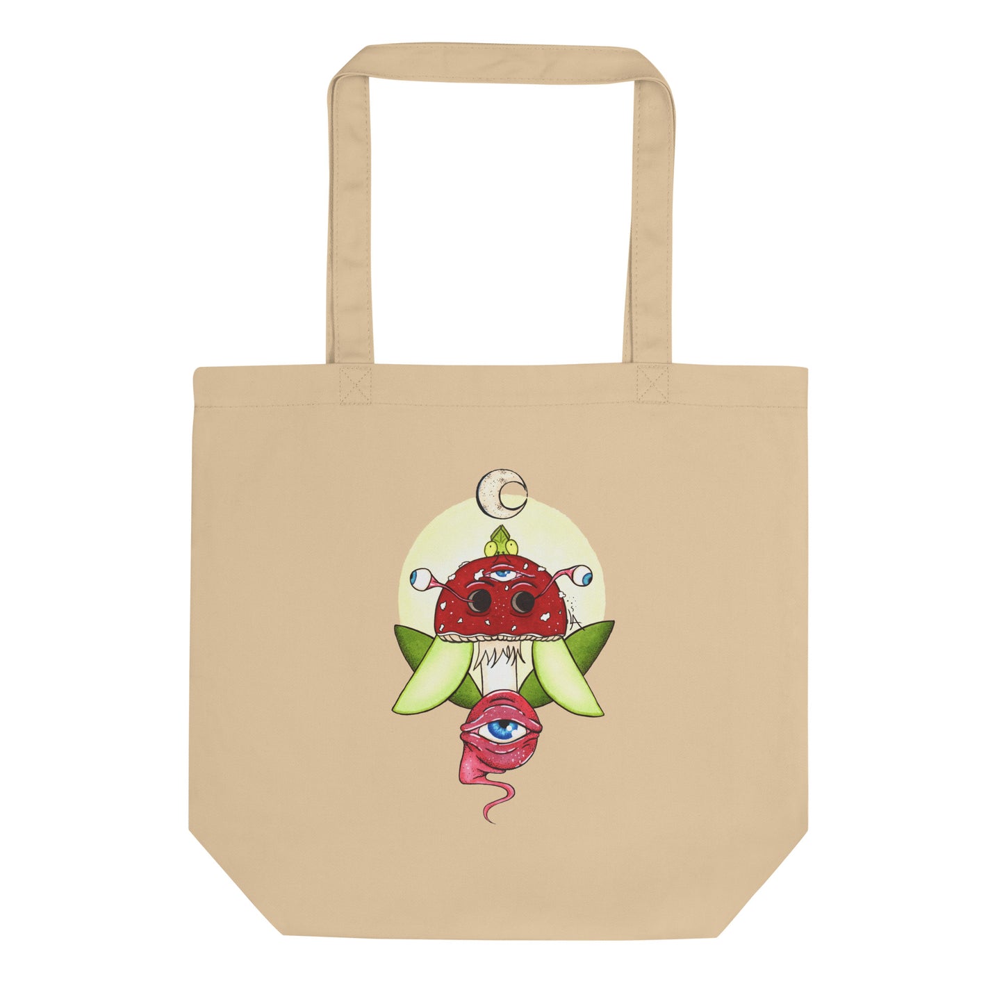 Mushroom moon eyes spring variant eco tote bag