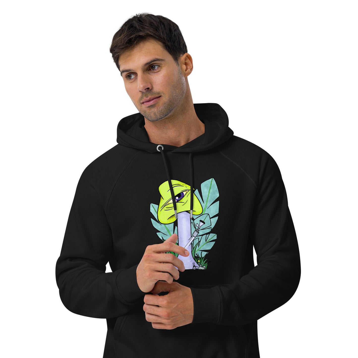 The Bongtripper (yellow) unisex eco raglan hoodie