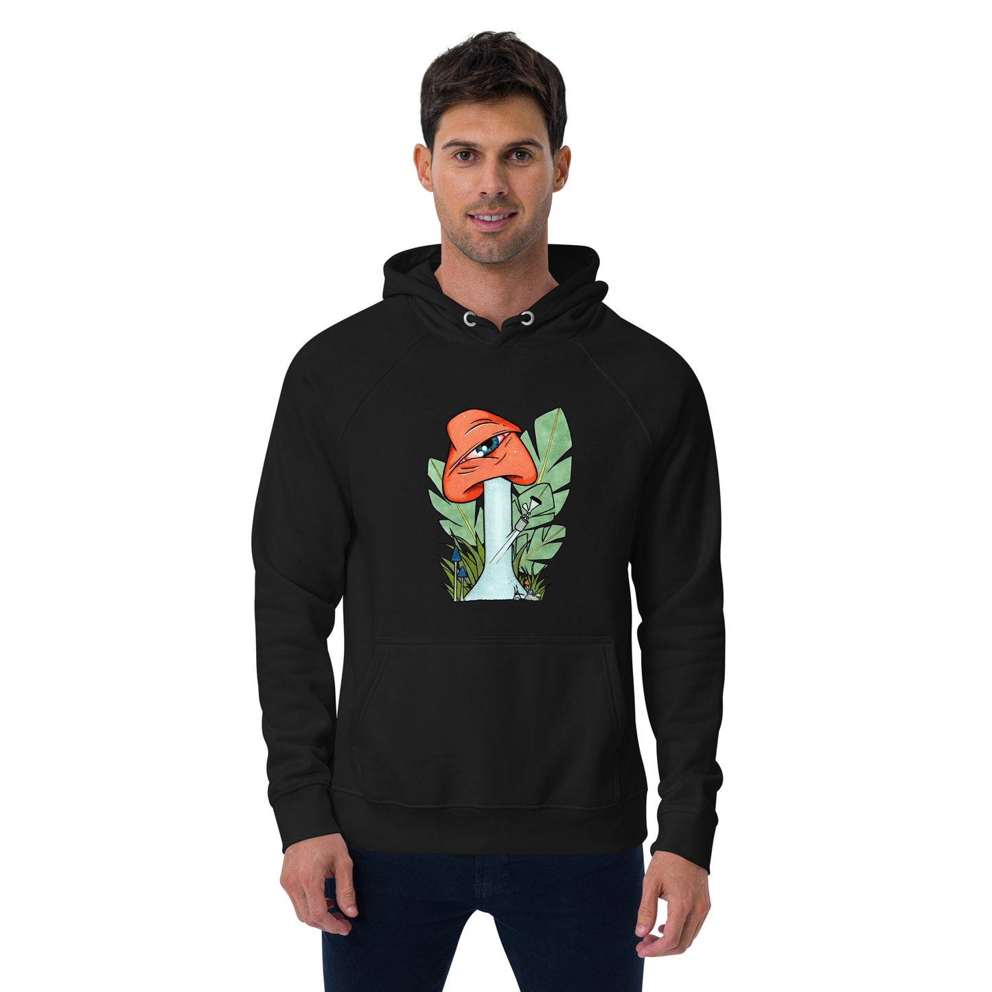 The Bongtripper (orange) unisex eco raglan hoodie