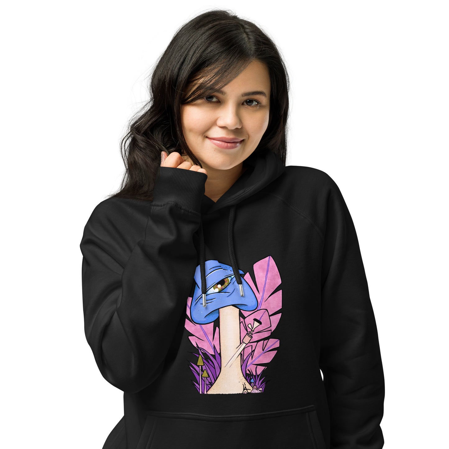 The Bongtripper (blue) unisex eco raglan hoodie