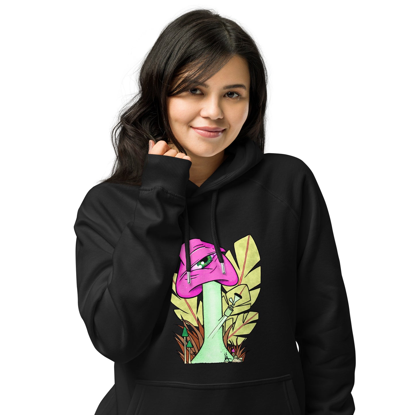 The Bongtripper (pink) unisex eco raglan hoodie