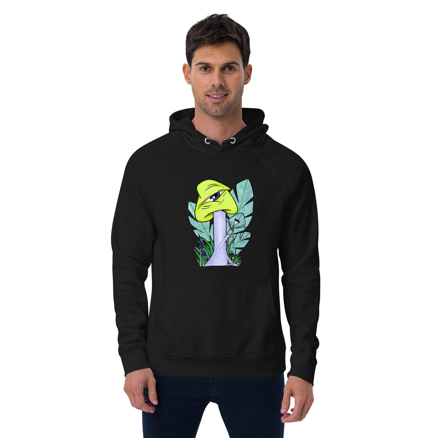 The Bongtripper (yellow) unisex eco raglan hoodie