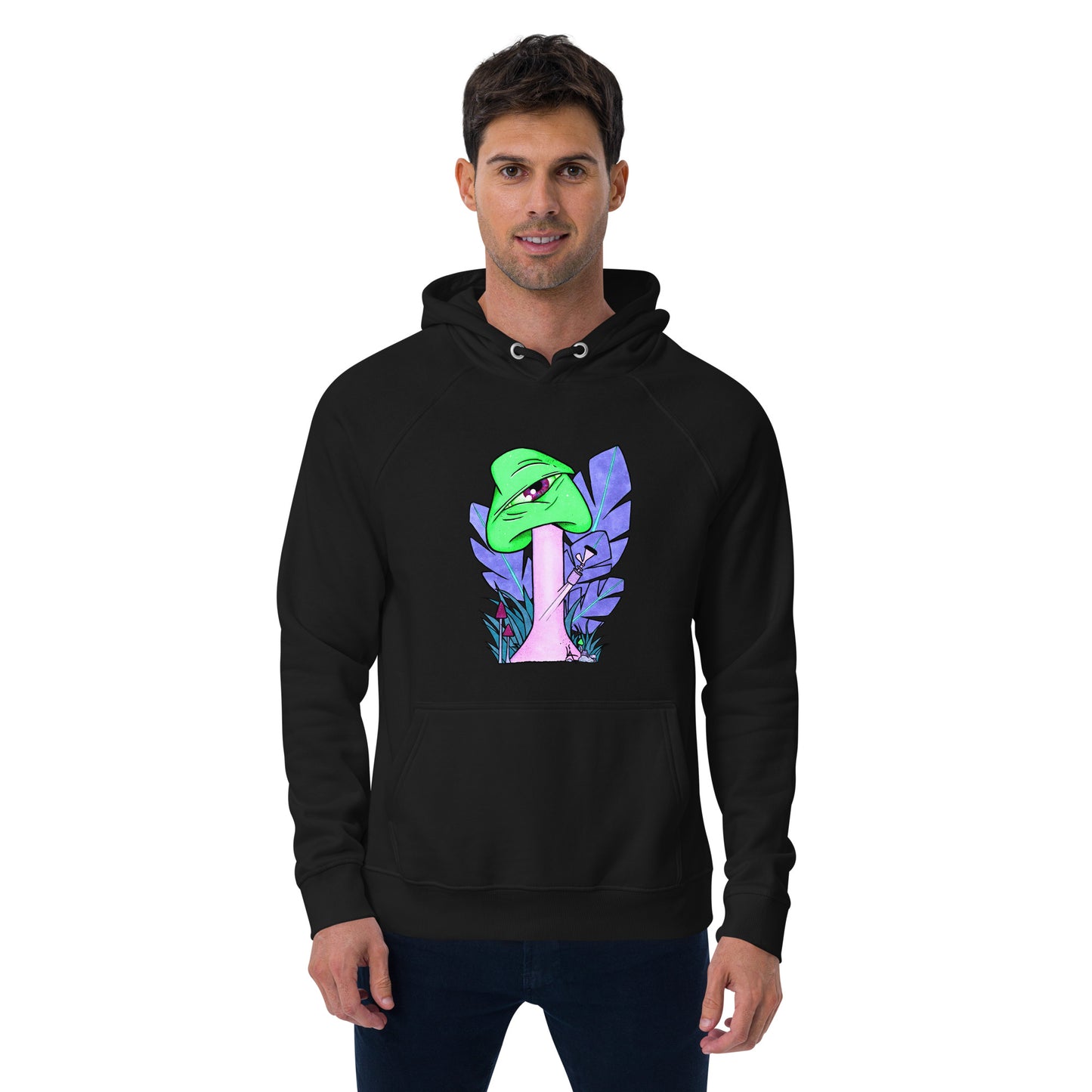 The Bongtripper (green) unisex eco raglan hoodie