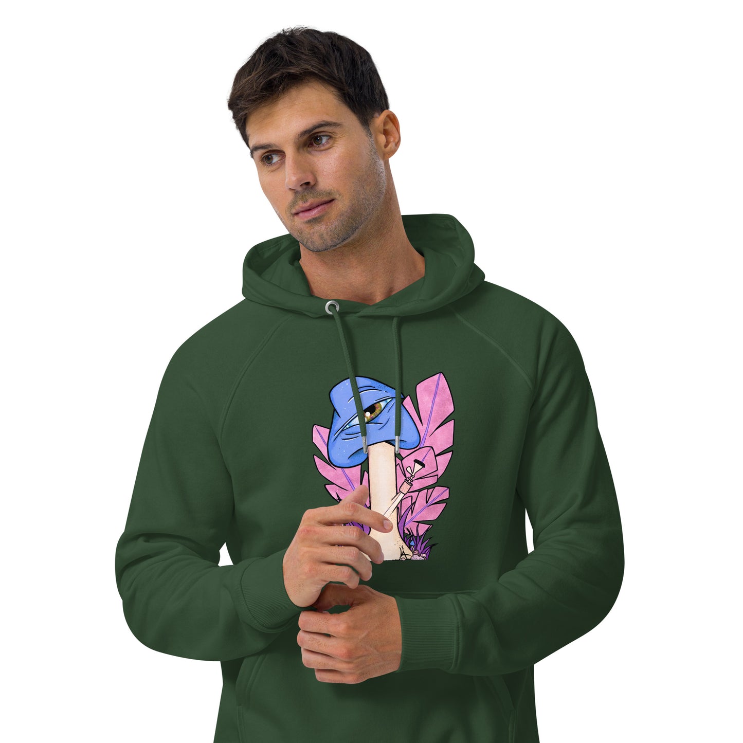 The Bongtripper (blue) unisex eco raglan hoodie