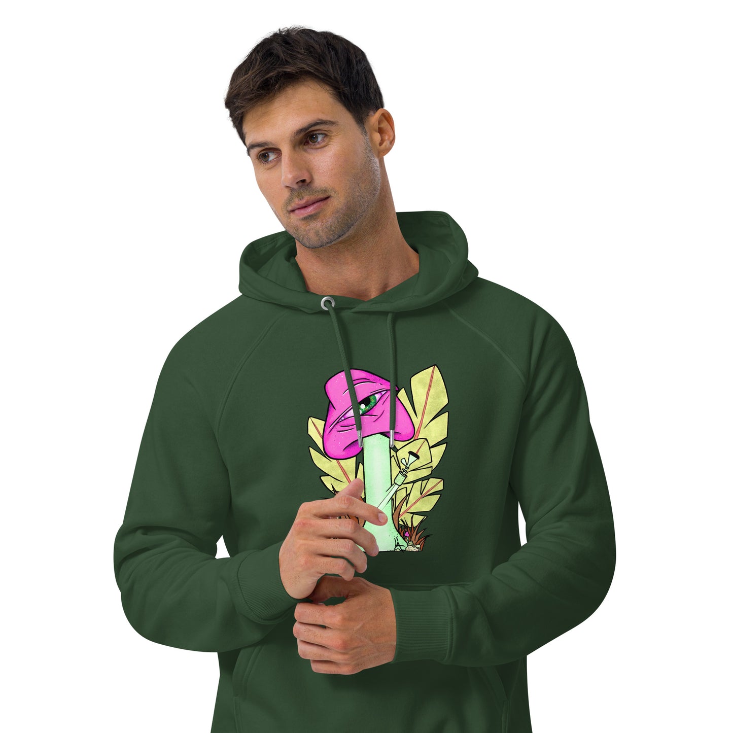 The Bongtripper (pink) unisex eco raglan hoodie