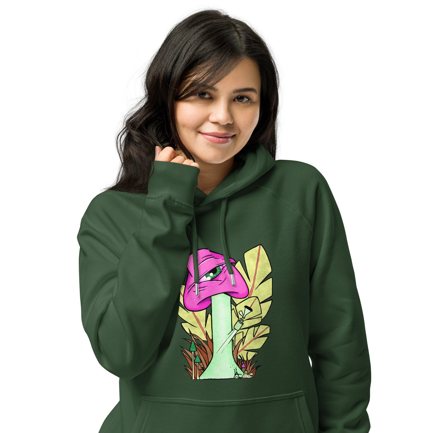 The Bongtripper (pink) unisex eco raglan hoodie