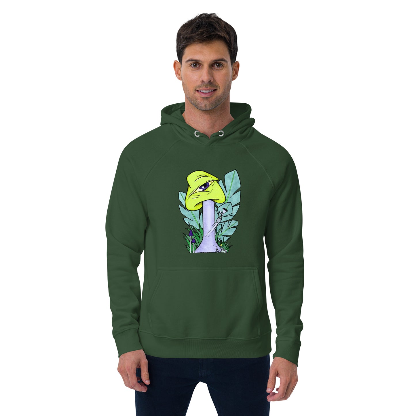 The Bongtripper (yellow) unisex eco raglan hoodie