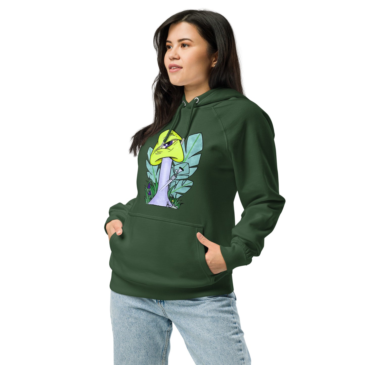 The Bongtripper (yellow) unisex eco raglan hoodie