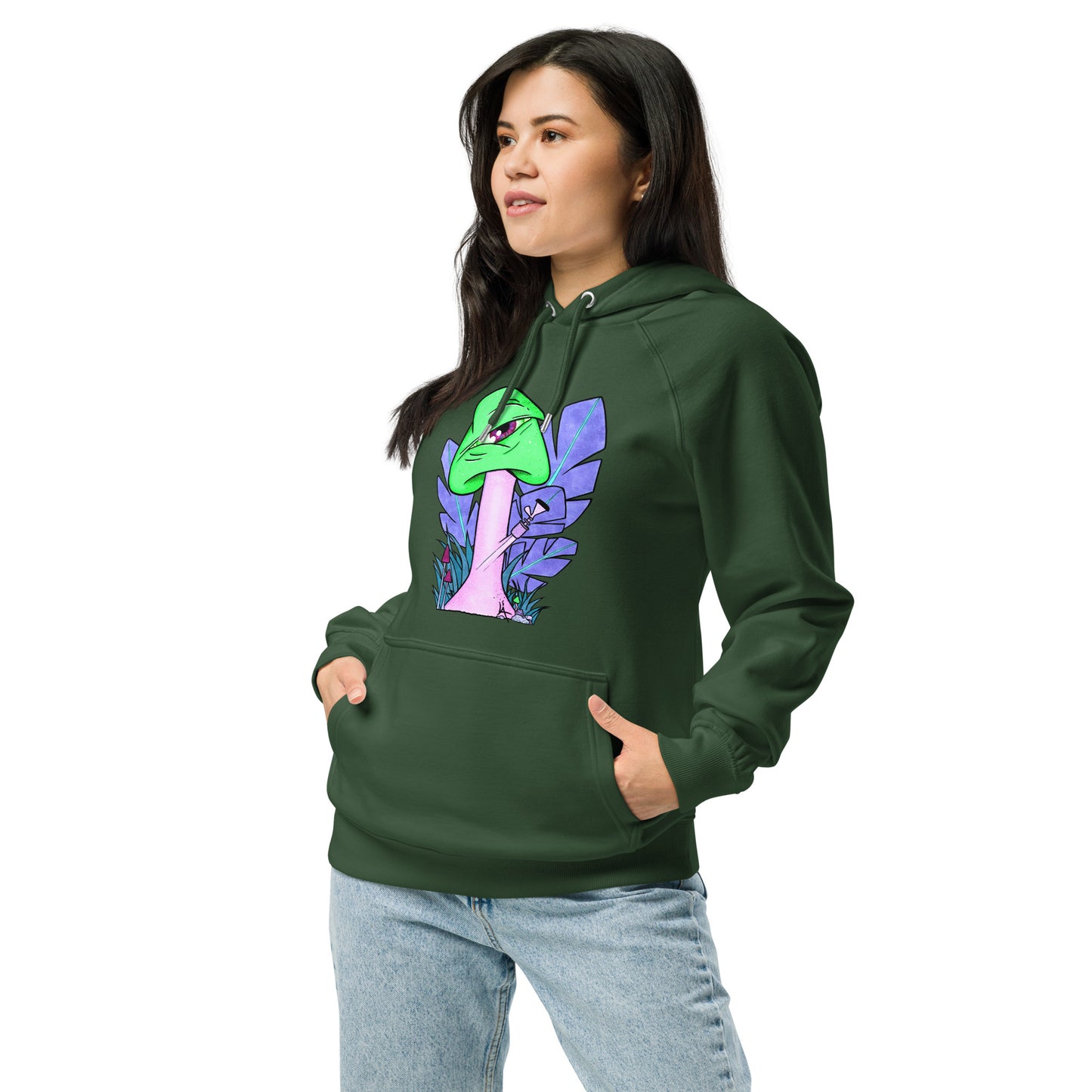 The Bongtripper (green) unisex eco raglan hoodie