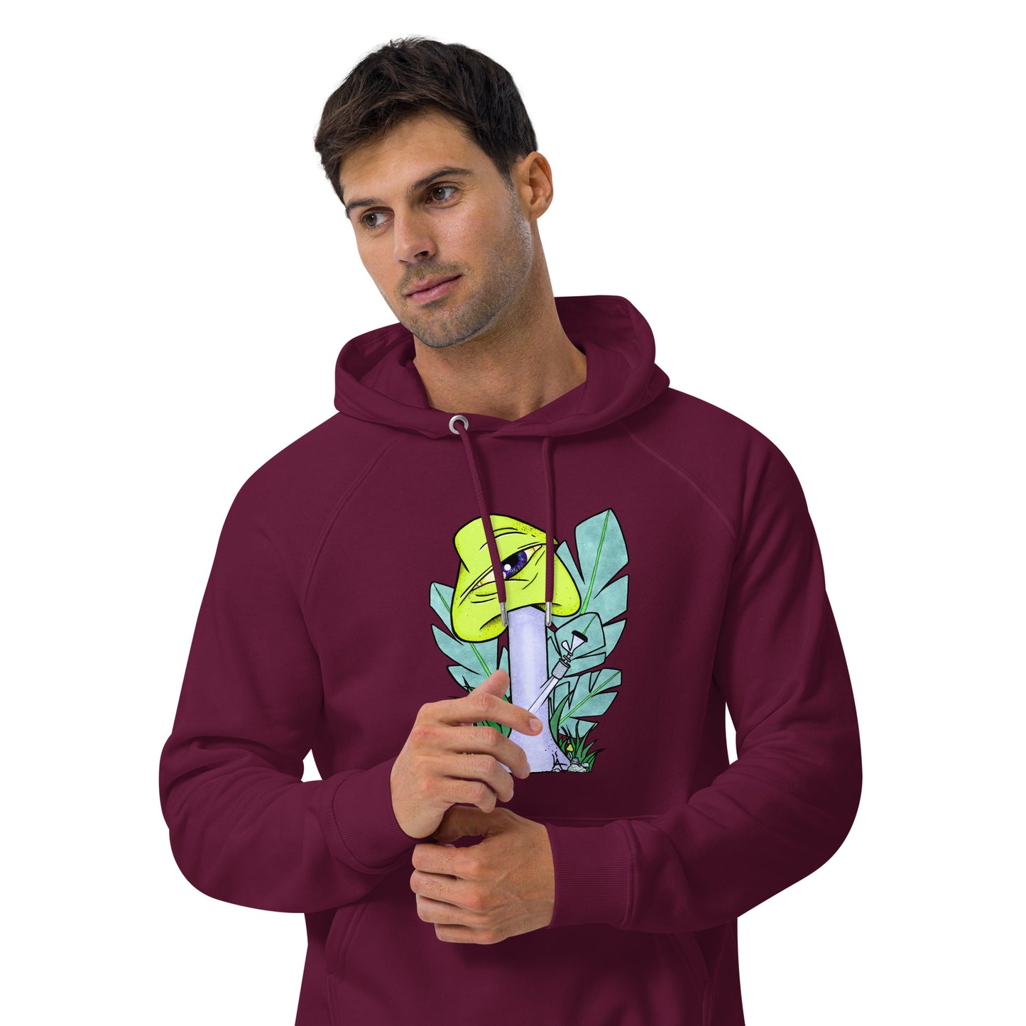 The Bongtripper (yellow) unisex eco raglan hoodie