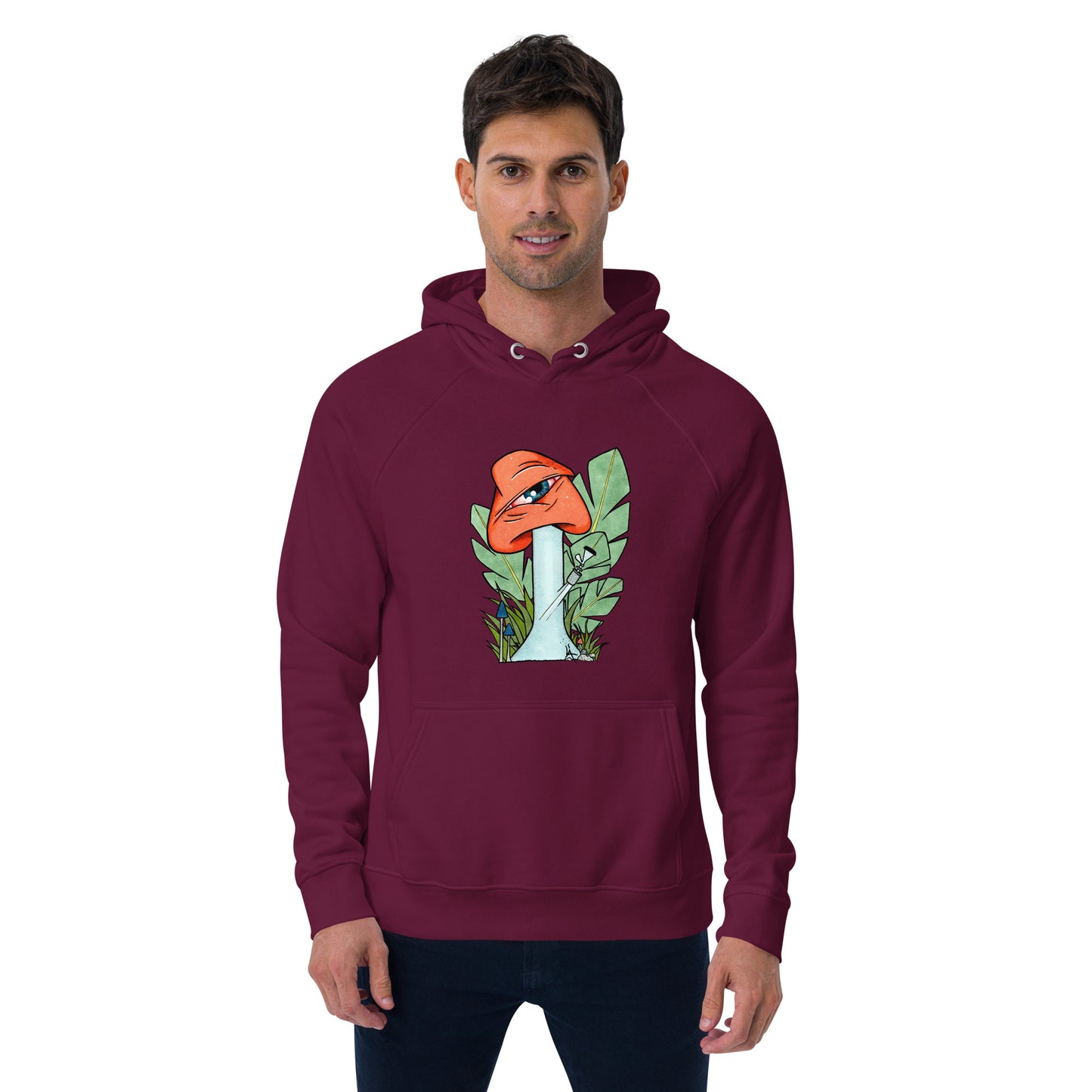 The Bongtripper (orange) unisex eco raglan hoodie