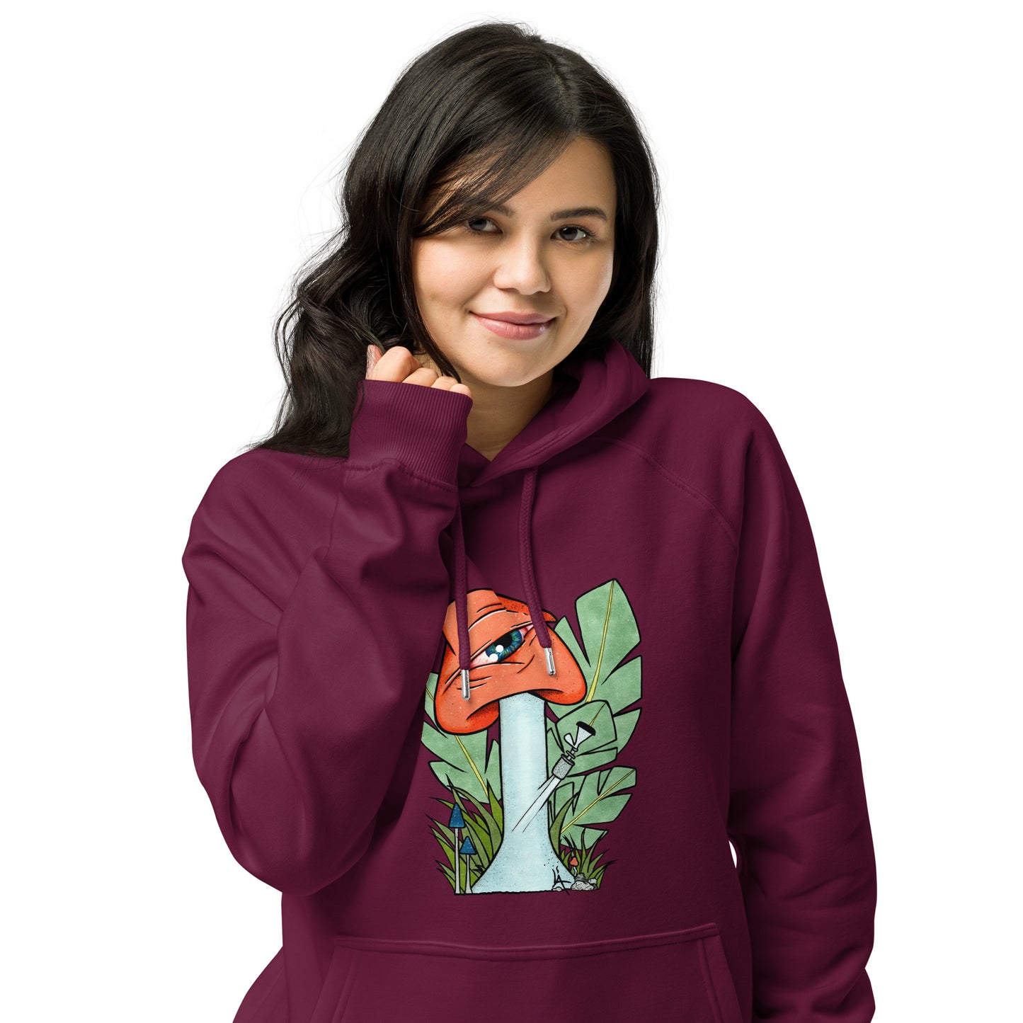 The Bongtripper (orange) unisex eco raglan hoodie