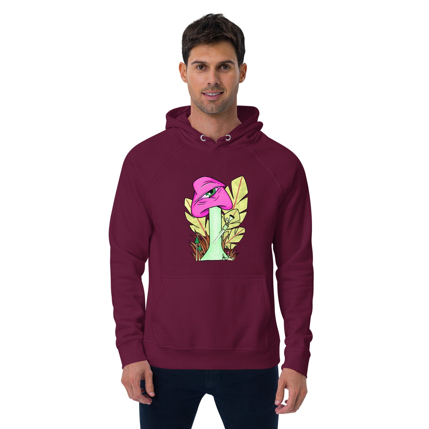 The Bongtripper (pink) unisex eco raglan hoodie