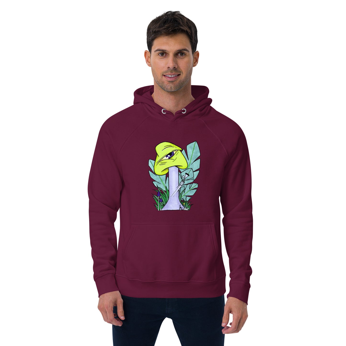 The Bongtripper (yellow) unisex eco raglan hoodie