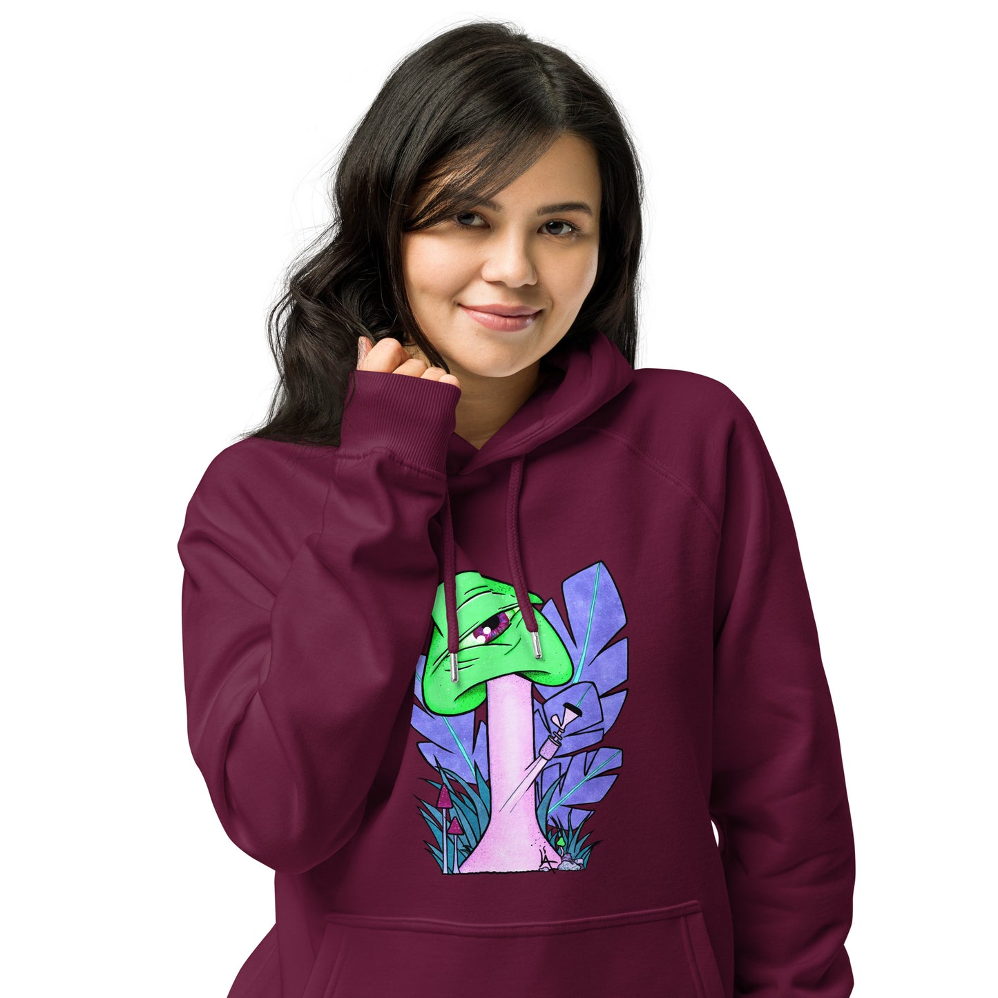 The Bongtripper (green) unisex eco raglan hoodie