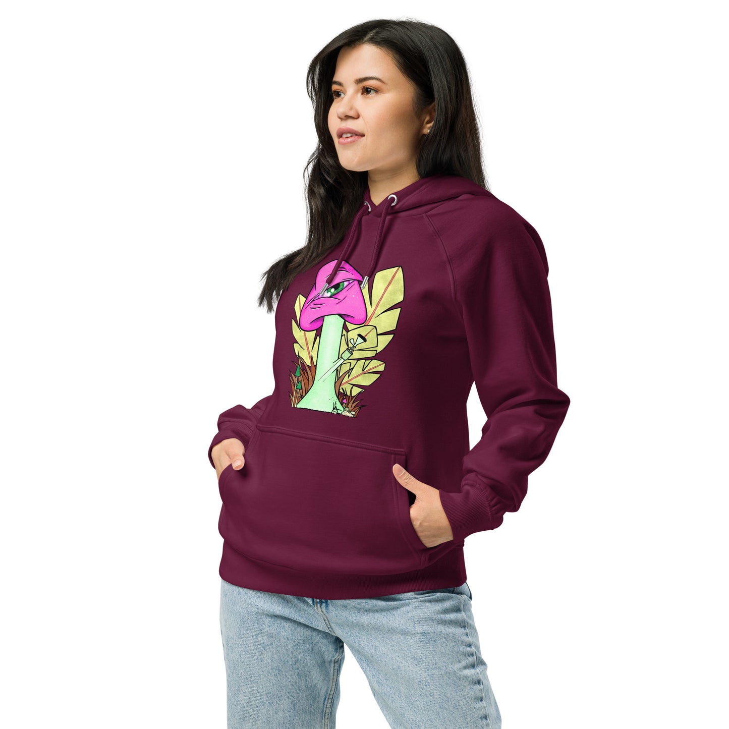 The Bongtripper (pink) unisex eco raglan hoodie