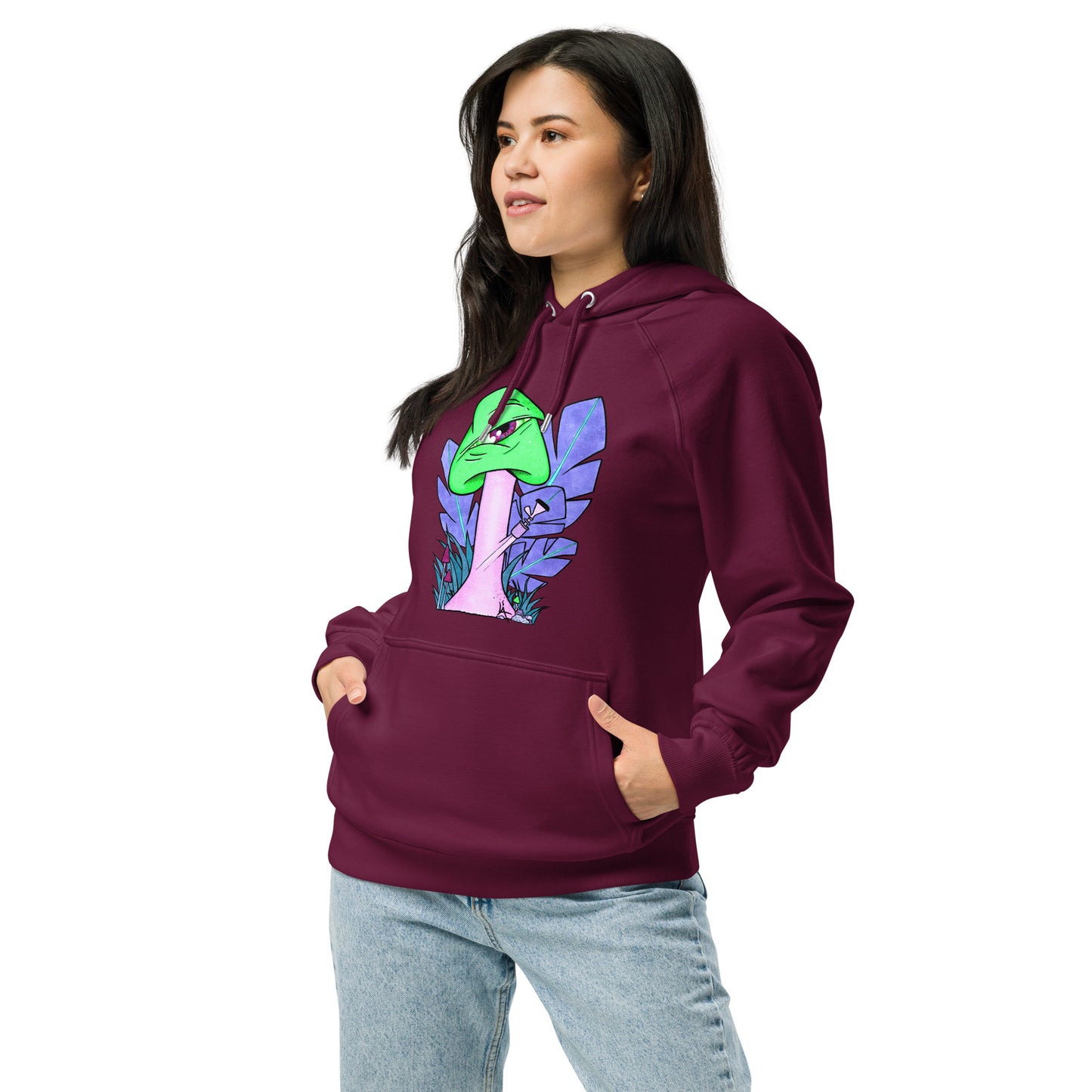 The Bongtripper (green) unisex eco raglan hoodie