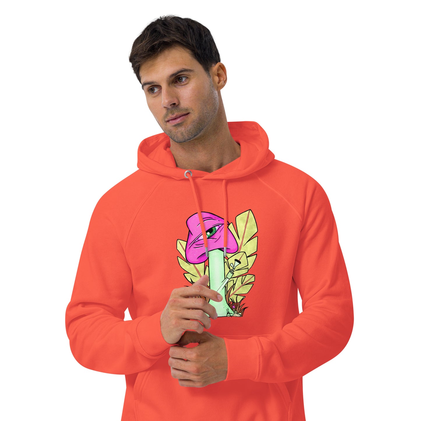 The Bongtripper (pink) unisex eco raglan hoodie