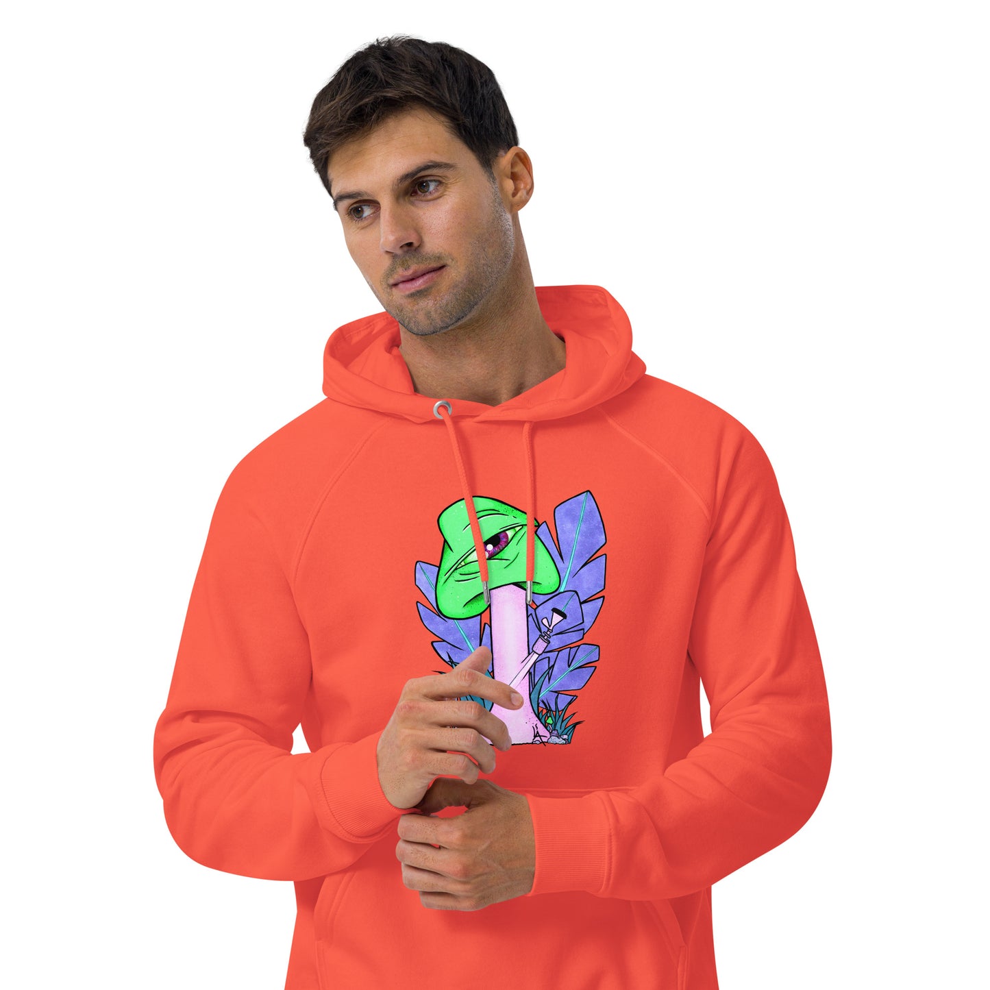 The Bongtripper (green) unisex eco raglan hoodie