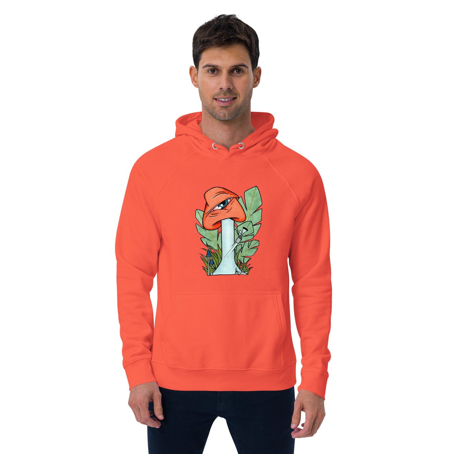 The Bongtripper (orange) unisex eco raglan hoodie