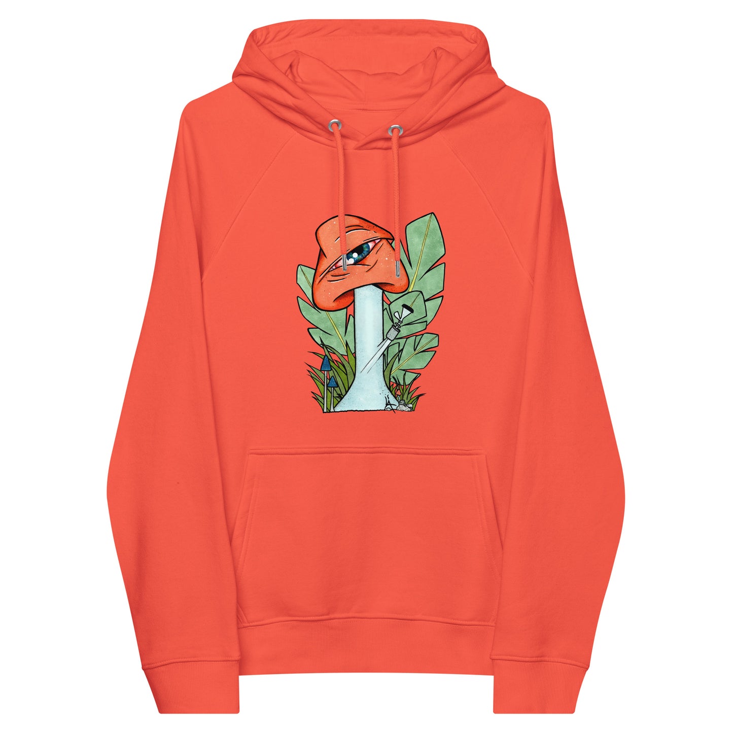 The Bongtripper (orange) unisex eco raglan hoodie