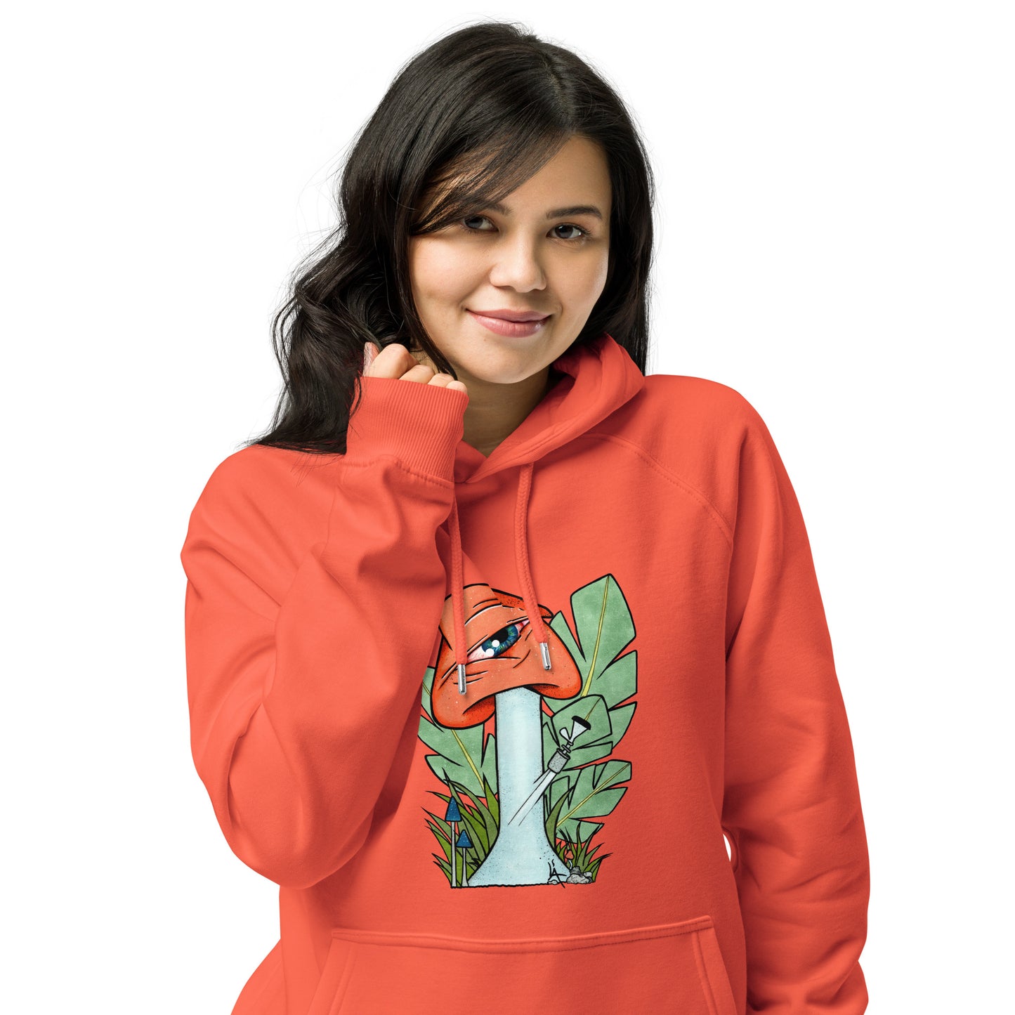 The Bongtripper (orange) unisex eco raglan hoodie