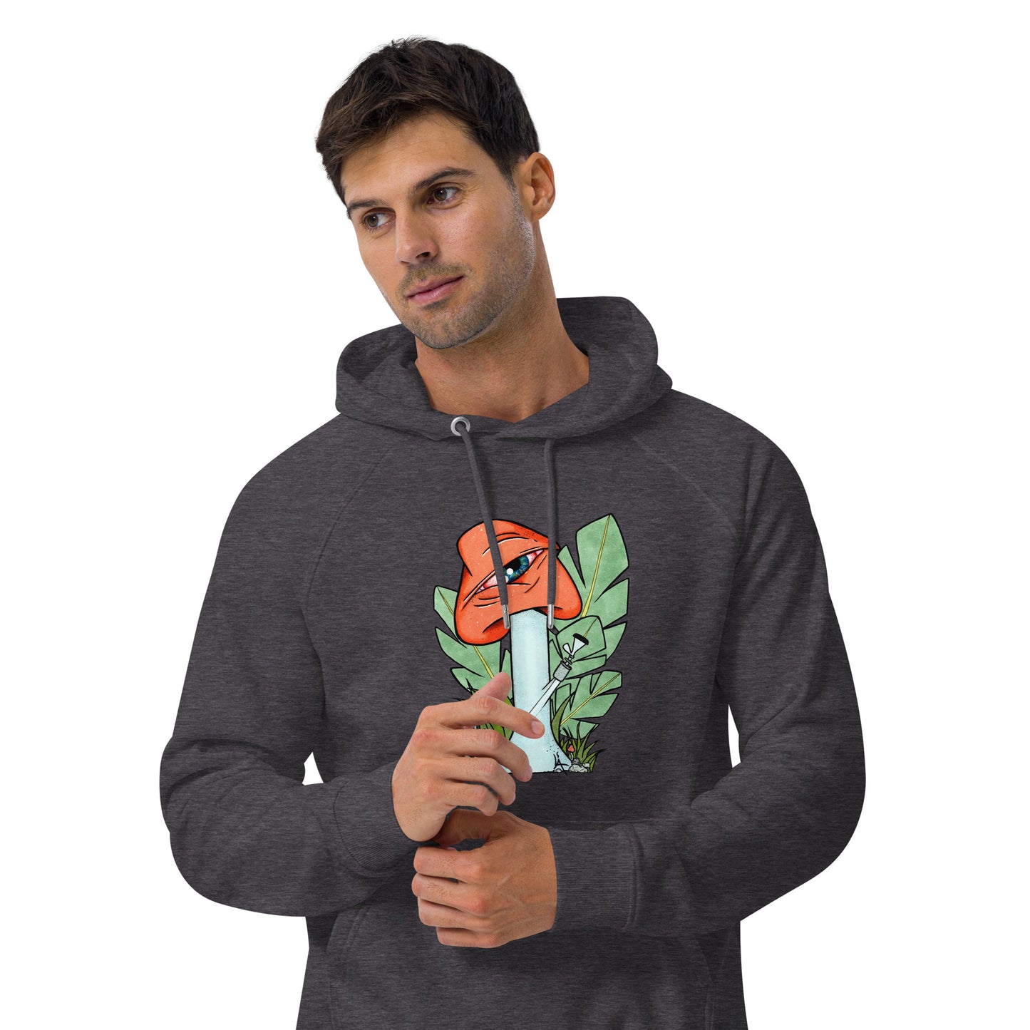 The Bongtripper (orange) unisex eco raglan hoodie