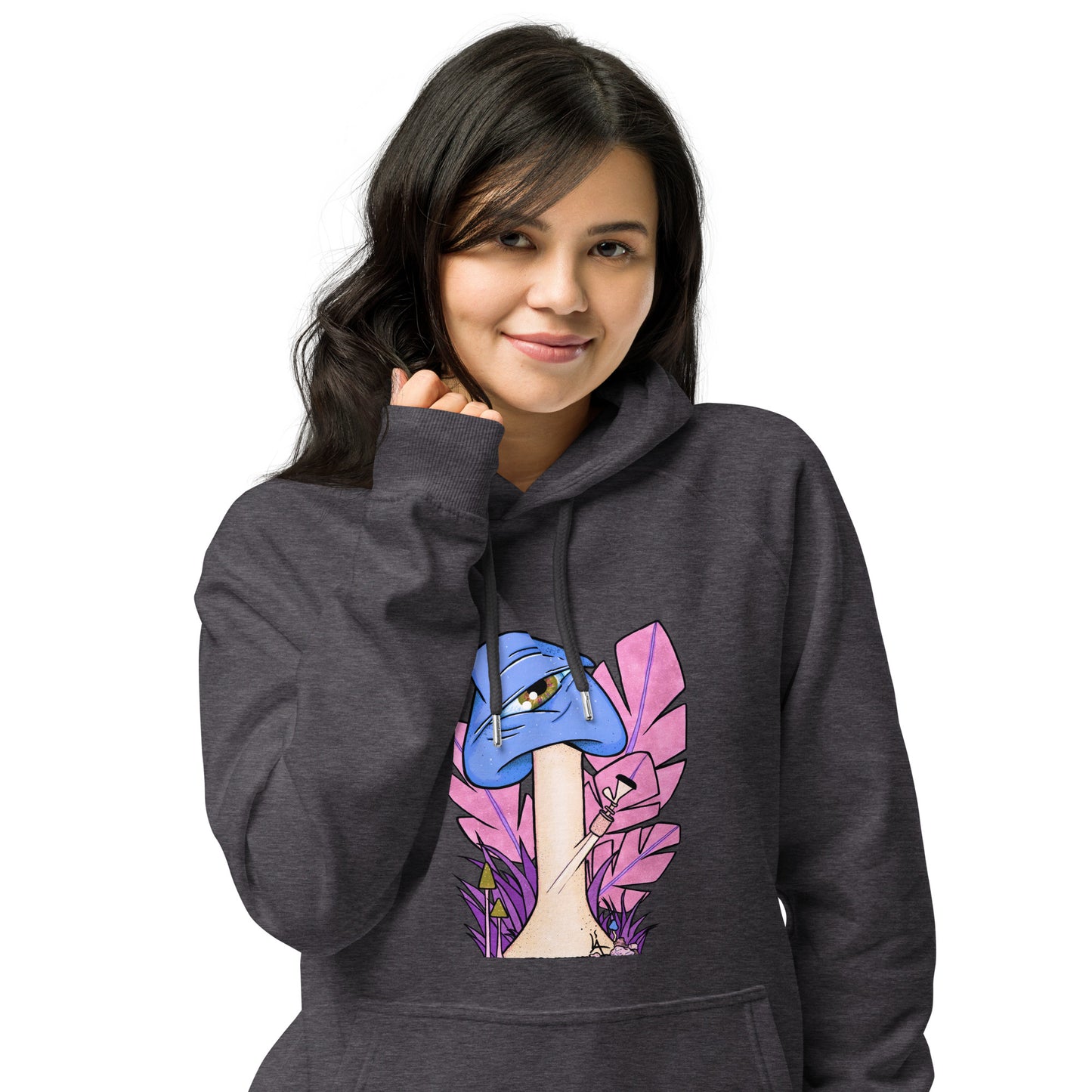 The Bongtripper (blue) unisex eco raglan hoodie