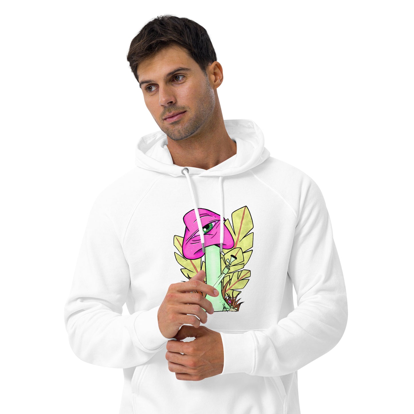 The Bongtripper (pink) unisex eco raglan hoodie