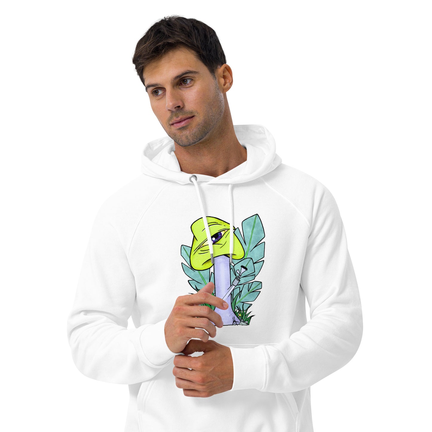 The Bongtripper (yellow) unisex eco raglan hoodie