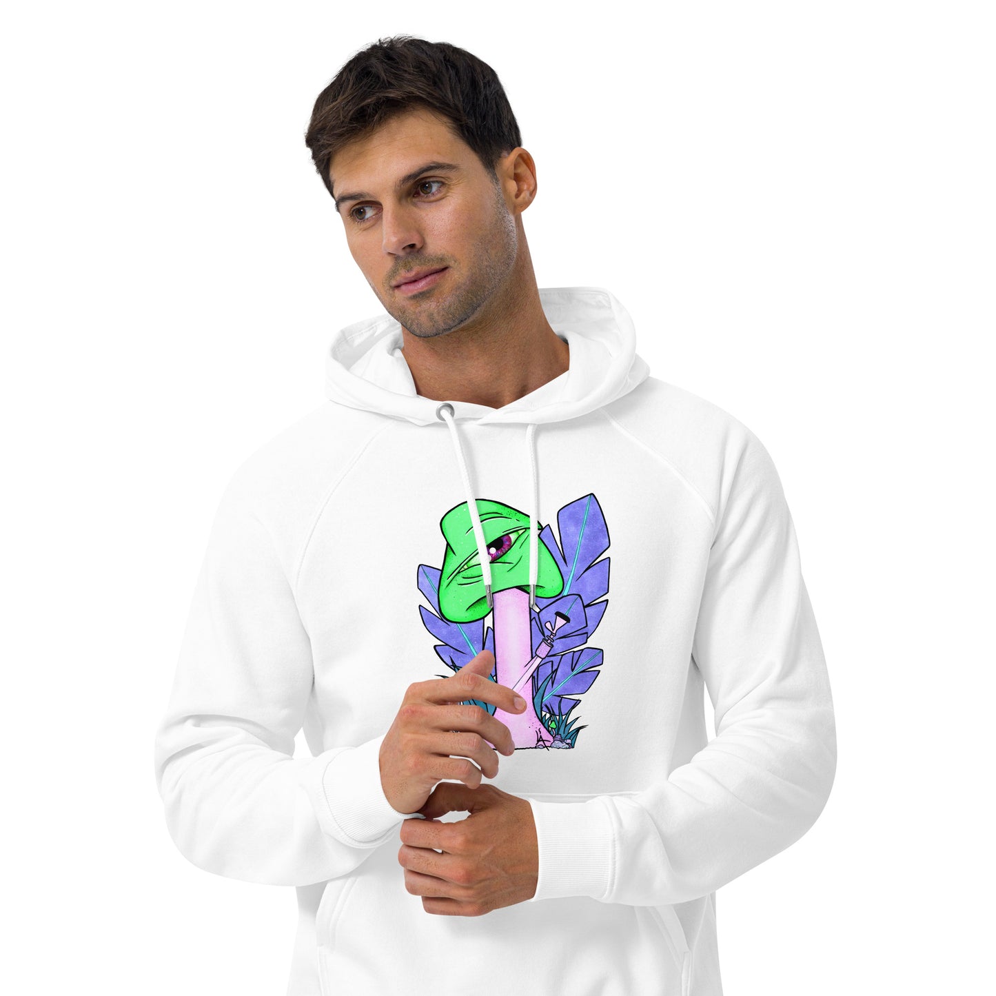 The Bongtripper (green) unisex eco raglan hoodie