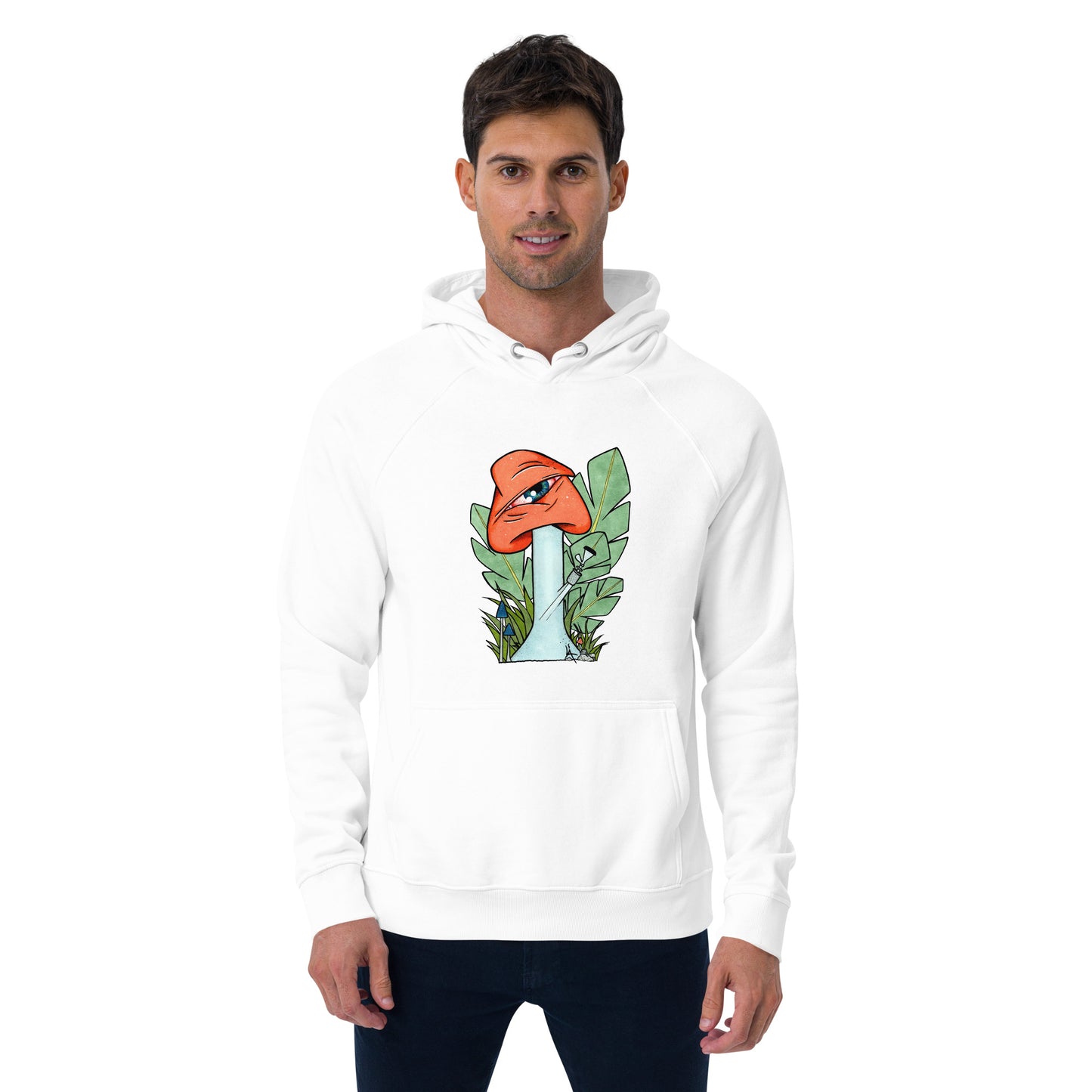 The Bongtripper (orange) unisex eco raglan hoodie