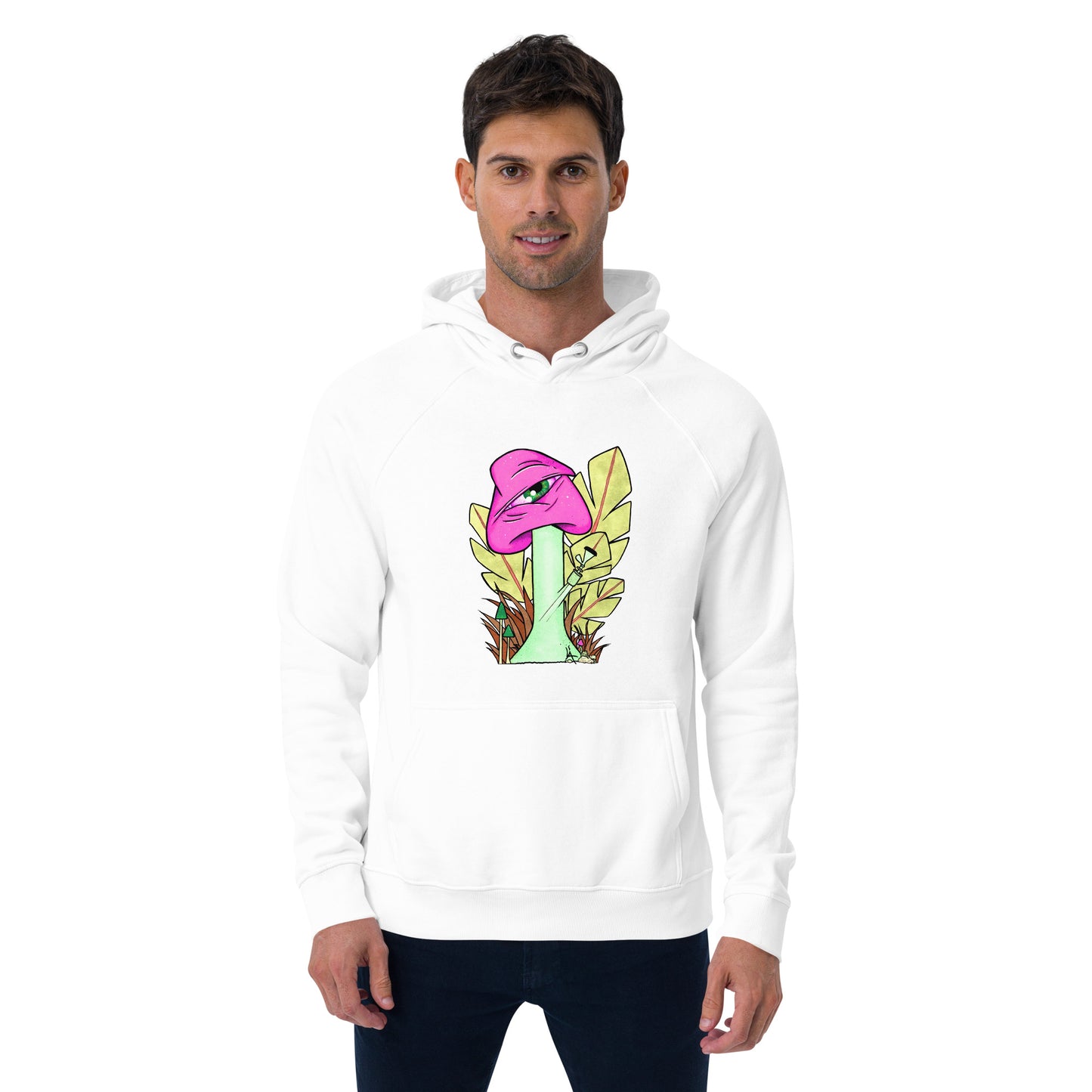 The Bongtripper (pink) unisex eco raglan hoodie