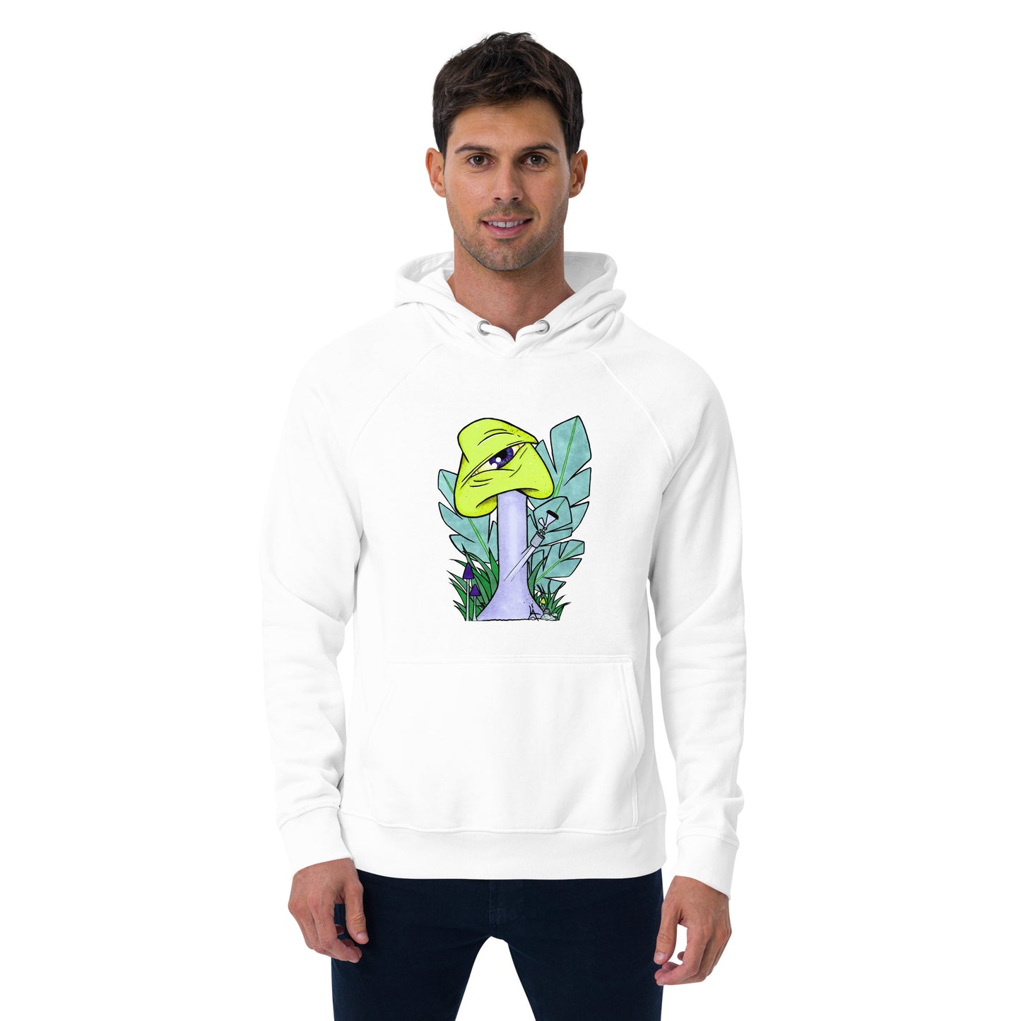 The Bongtripper (yellow) unisex eco raglan hoodie