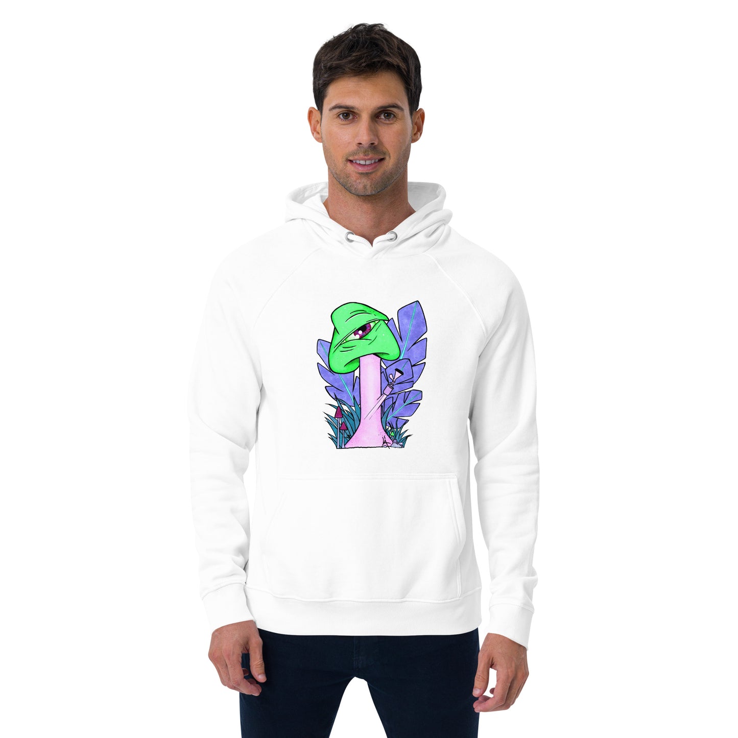 The Bongtripper (green) unisex eco raglan hoodie