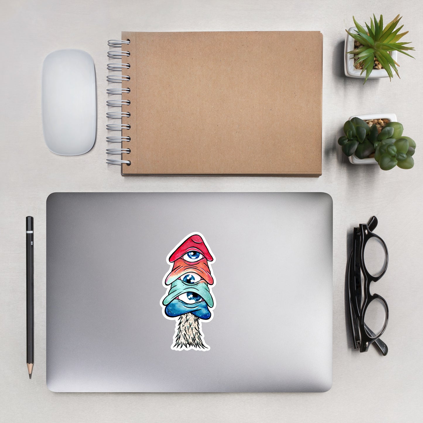 Third-eye mushroom bubble-free stickers