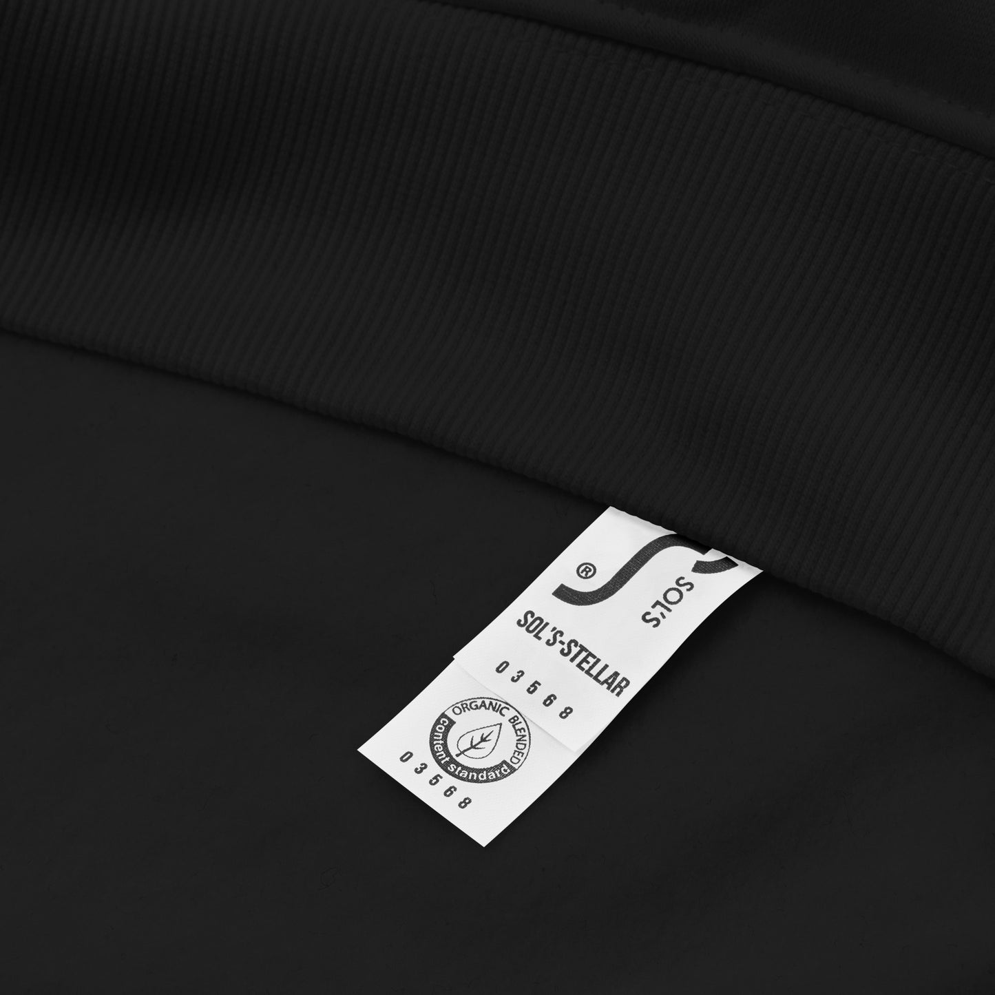 clothing label close up organic blended  